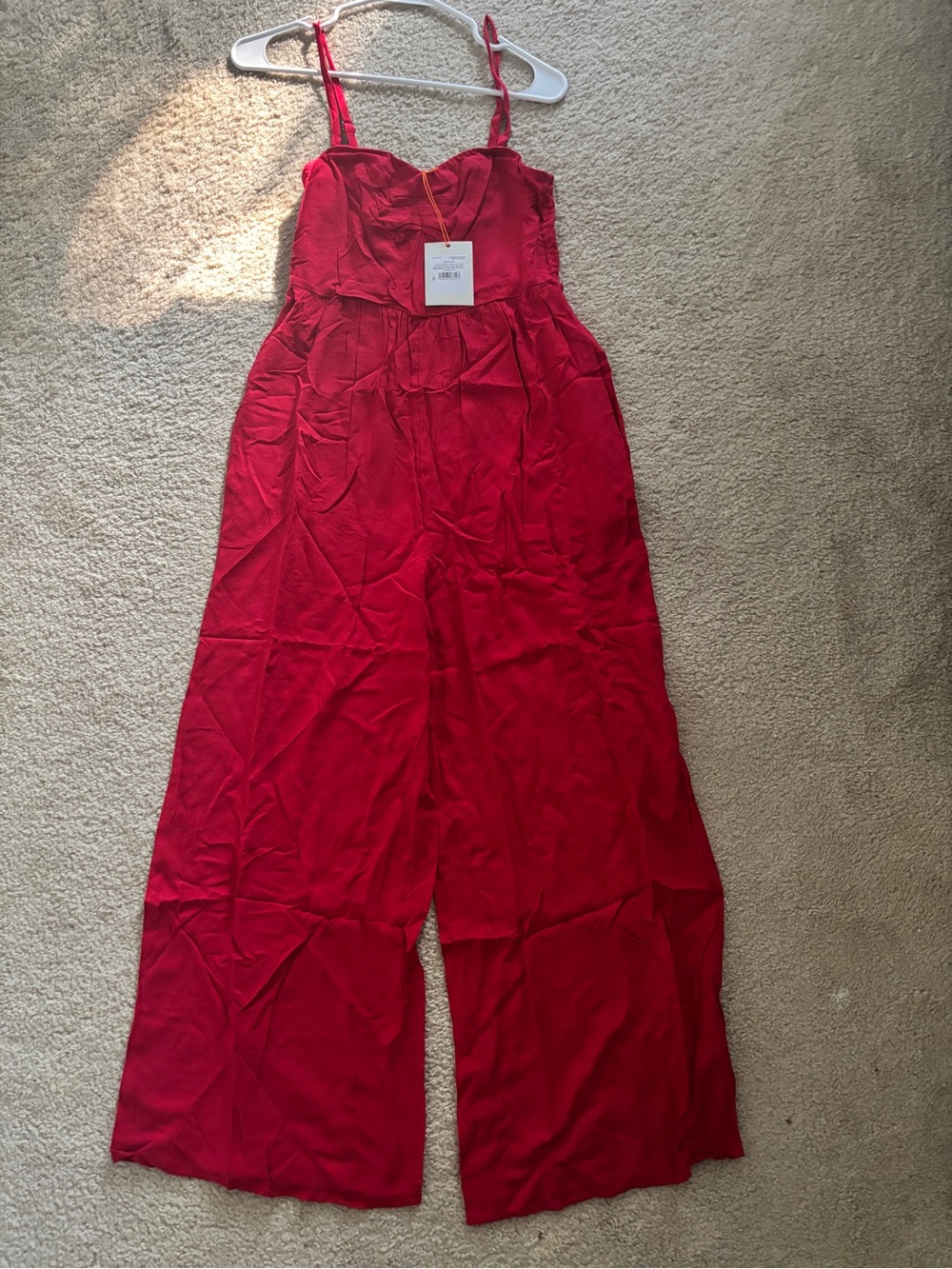 Knox Rose Crimson Wide-Leg Spaghetti Strap Jumpsuit